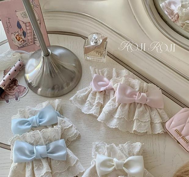 Roji Roji - Kawaii Lolita Lace Cuffs Summer - Butterfly Bow Arm Sleeves Hand Accessory
