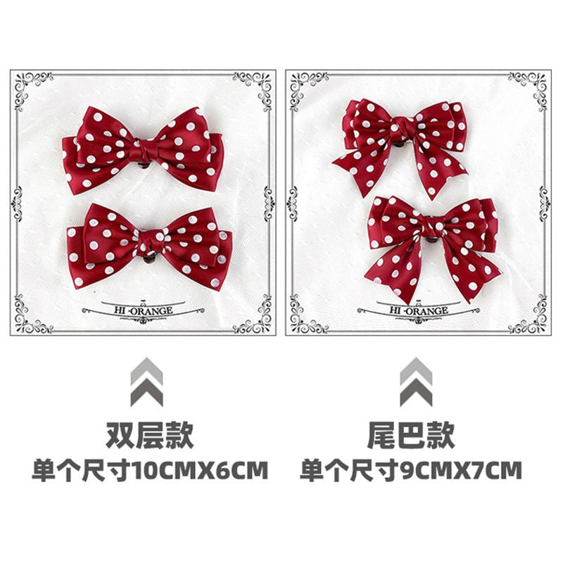 Girly Cute Multi-color Polka Dot Lolita Shoe Clips Versatile Bowknot Shoe Buckles Basic Shoe Flowers Pair of Shoe Accessories