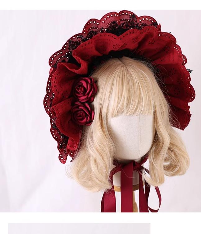 Xiaogui - Classic Lolita Bonnet Lace Elegant - Lolita Hat Headwear