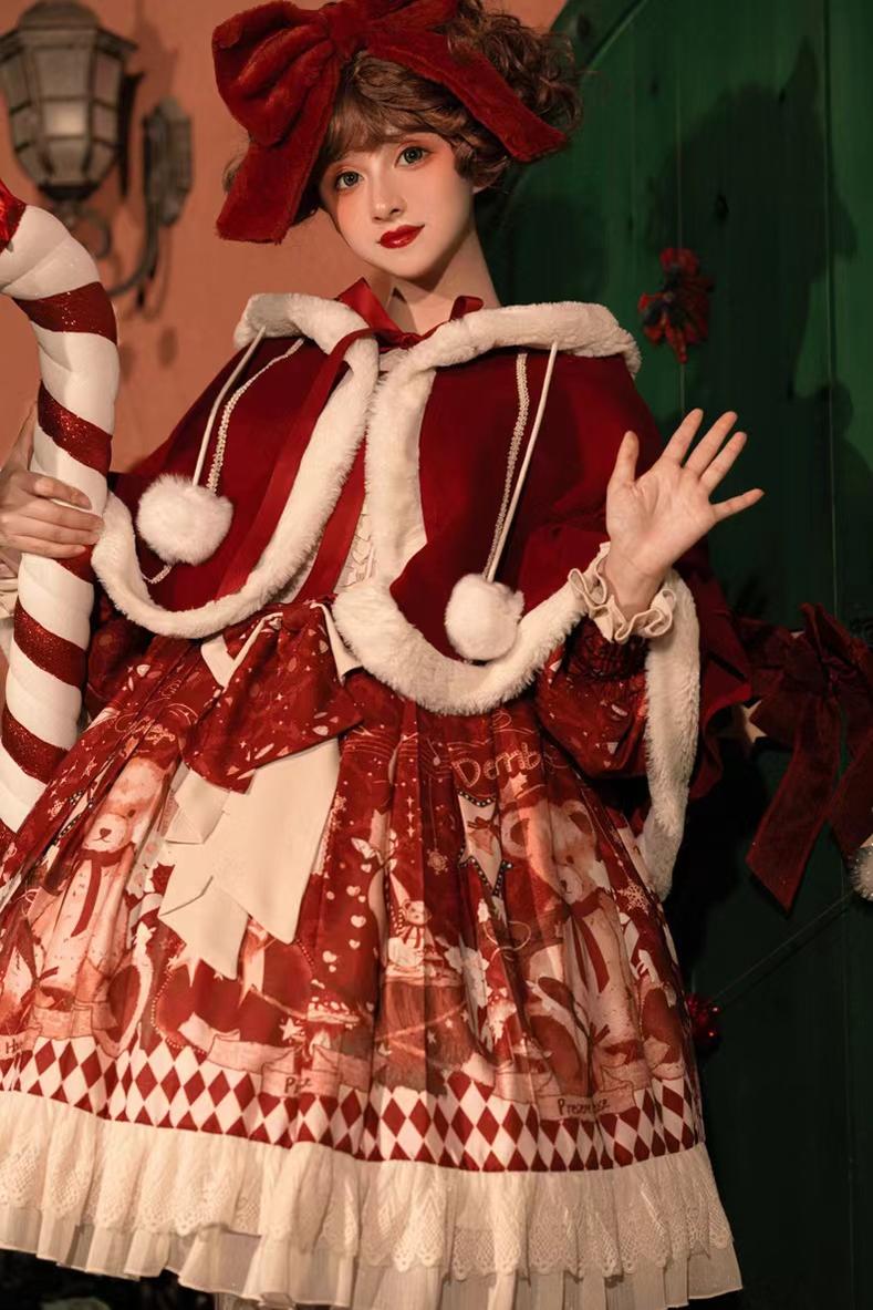 Your Princess - Bear Gift - Kawaii Lolita Christmas Dress and Cape