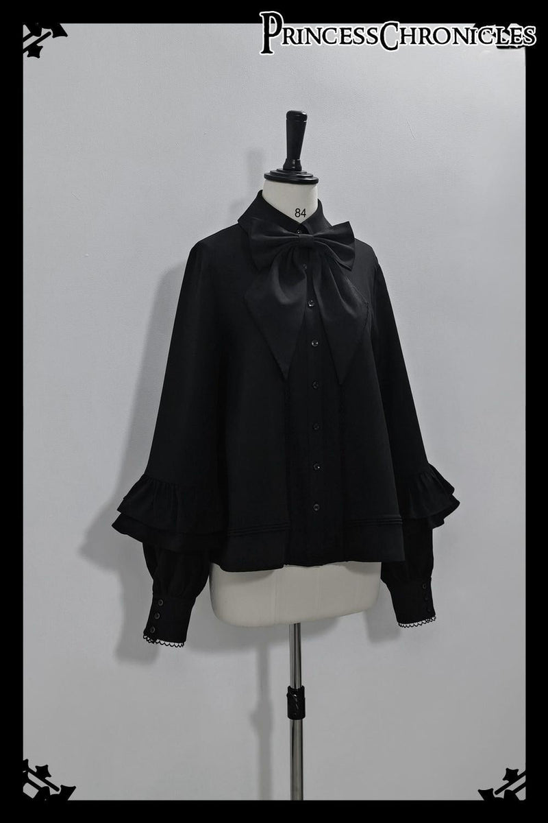 Princess Chronicles - Doll - Black Ouji Lolita Shirt with Removable Large Bow Tie