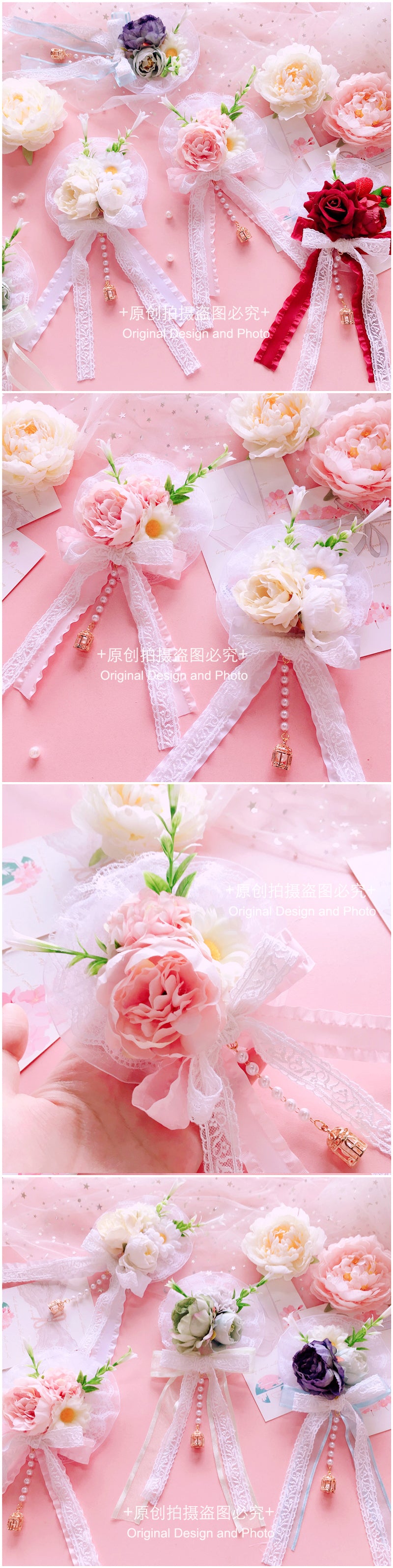 Handmade - Christmas Lolita Hanamaru Fairy Hair Clip - Floral bow