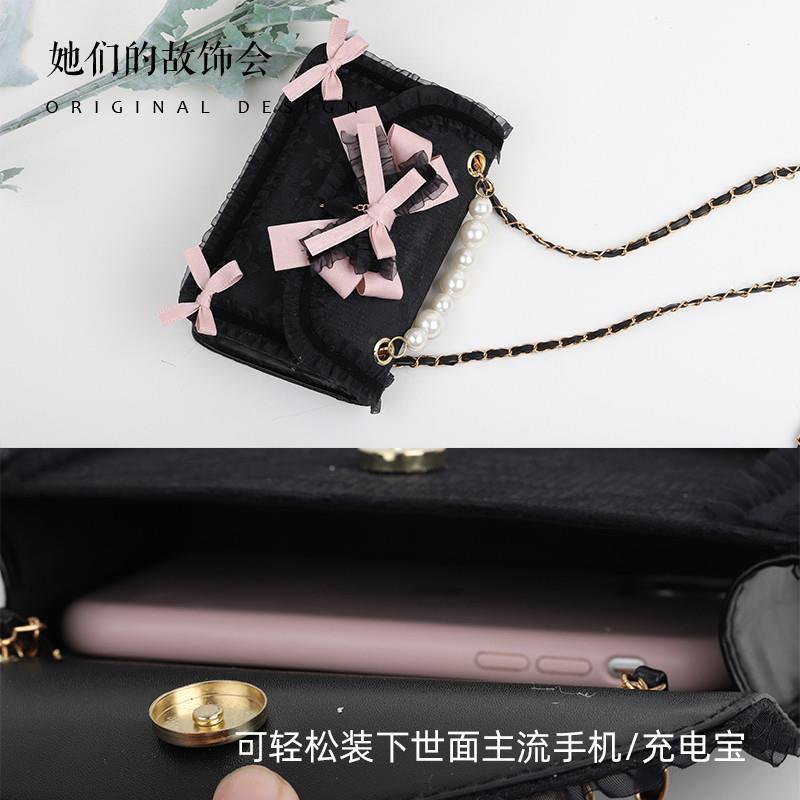 Lolita Bag for Women 2022 New Kuromi Cinnamoroll Lace Original Handmade JK Bag Pearl Handbag