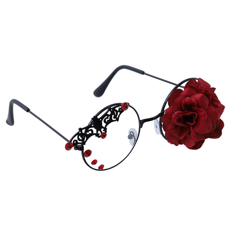 Accessories Lolita Rose Heart Wings Steampunk Bat Rose Gothic Gear Single-Sided Glasses - Lolita Fetch
