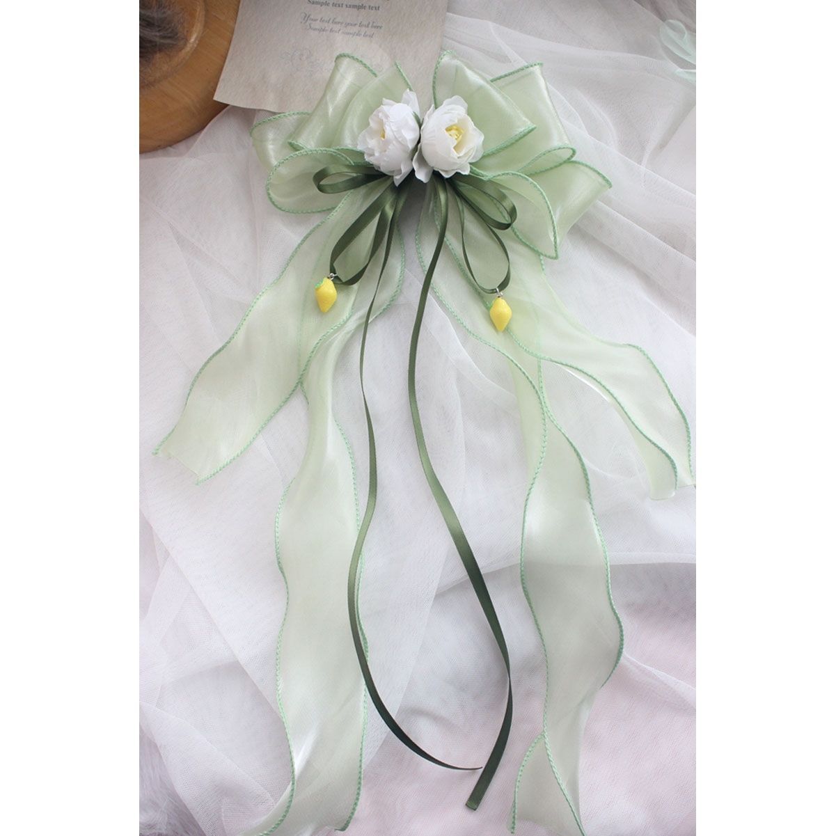 Original Design Hanfu Lemon Lily Hair Accessories Set Summer Ancient Style Lolita Green Fresh Side Clip Necklace