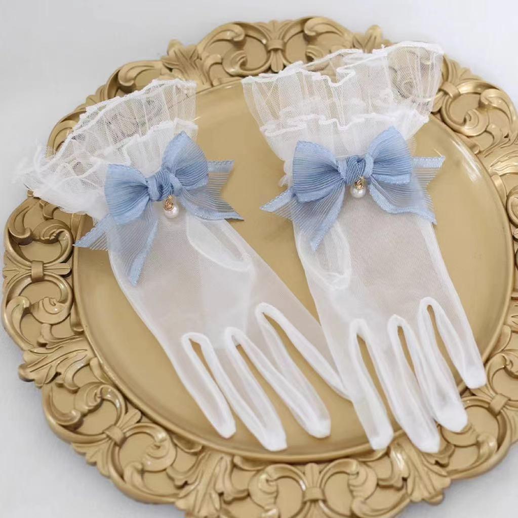 Xiaogui - Elegant Lolita Bow Gloves Retro - Lolita Lace Glove Hand Accessory