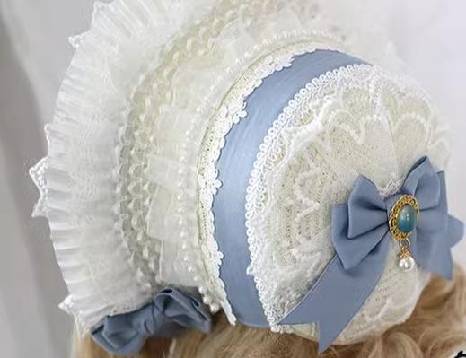 Xiaogui - Elegent Lolita Bonnet Bows Straw Hat - Headwear