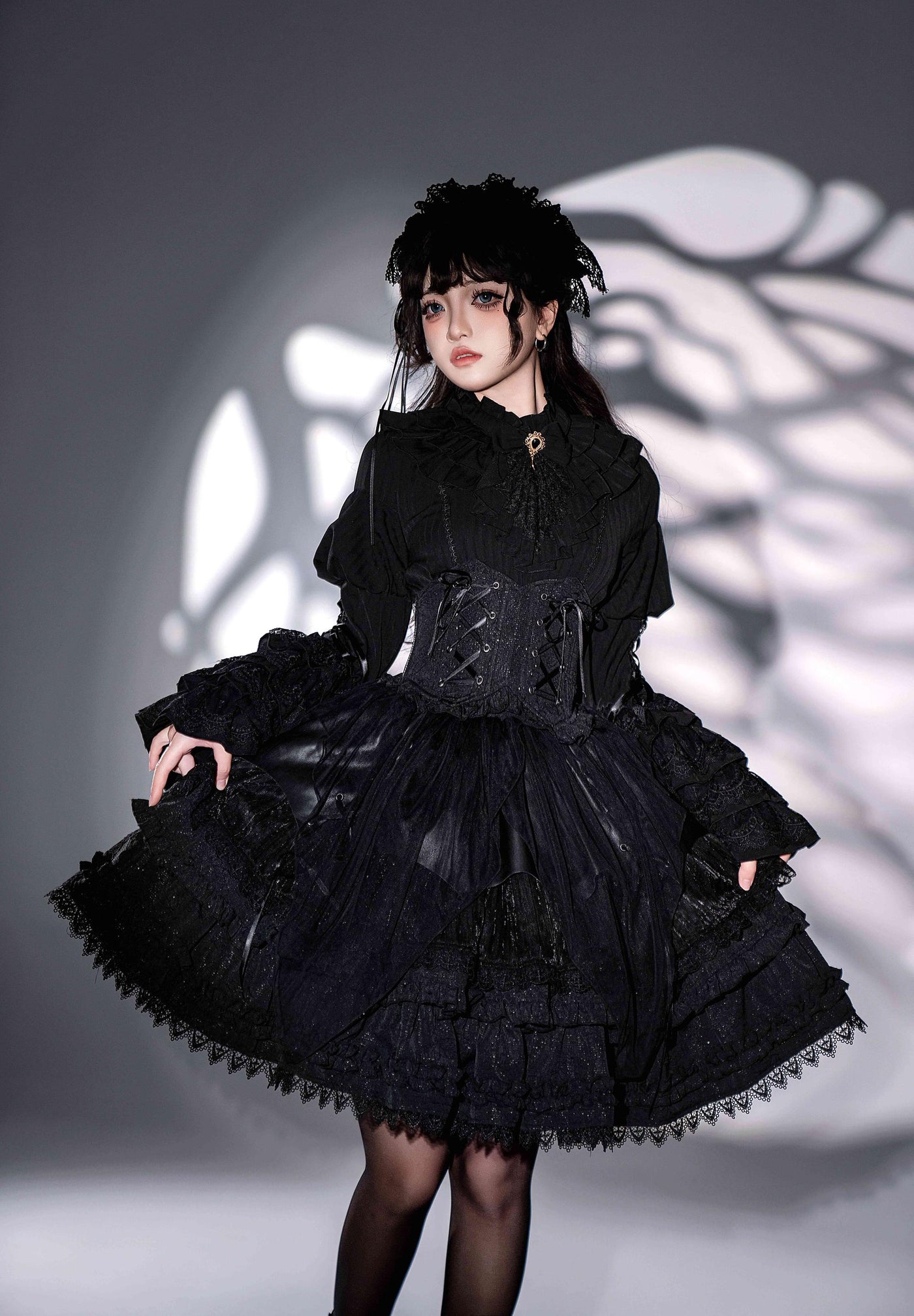 DMFS Lolita - Good and Evil Angel - Gothic Lolita SK Set, Retro Princess Sleeve Blouse