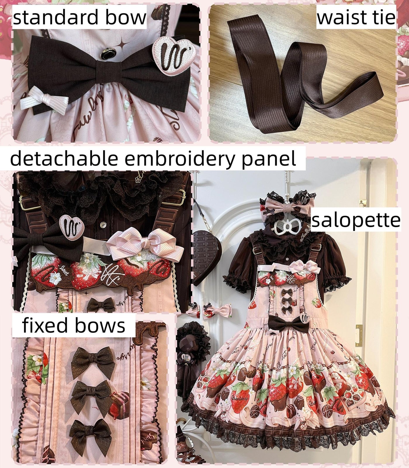 DreamWhale - Strawberry Chocolate Lovers - Kawaii Lolita Embroidered Printed Dress