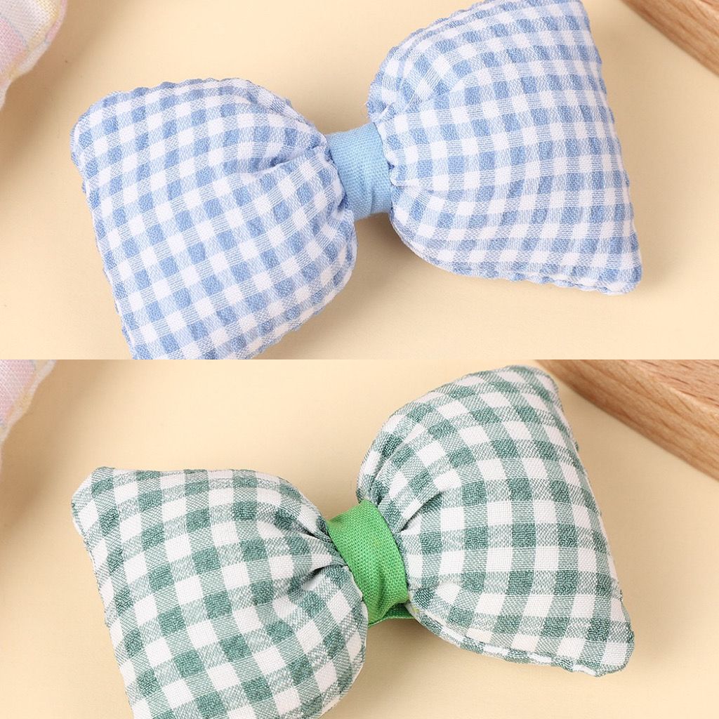 Handmade - Padded Gingham Bow - Brooch or Craft Accent - detail view 12