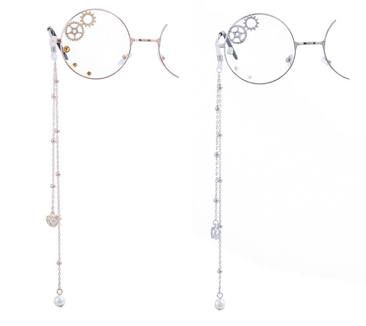 Accessories Lolita Rose Heart Wings Steampunk Bat Rose Gothic Gear Single-Sided Glasses