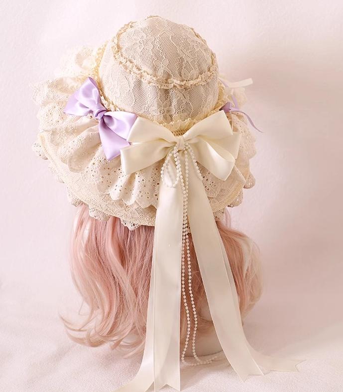 Xiaogui Elegant Lolita Sunshade Hat Floral Headwear