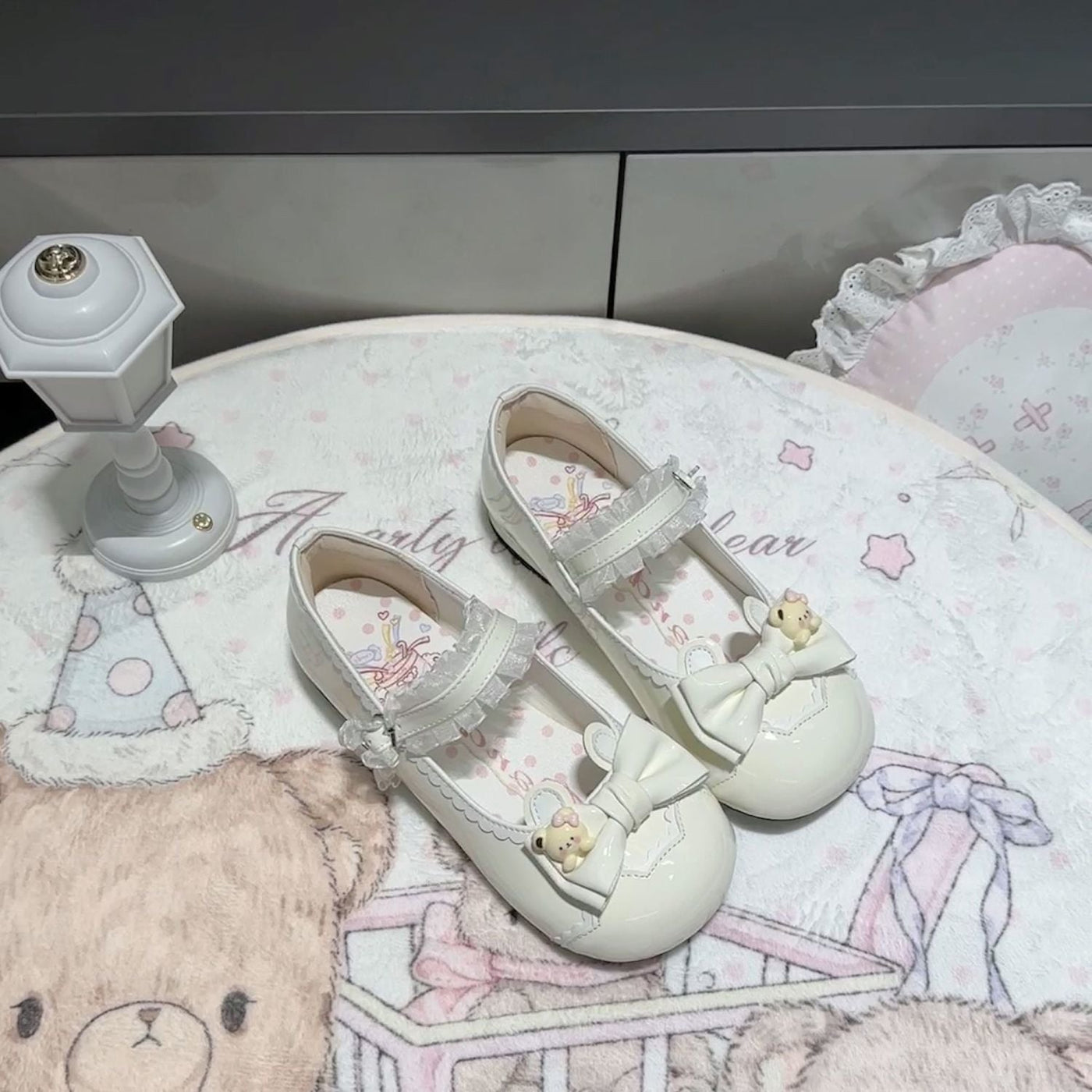 Cute Lolita Lace Bow Ballet Round-Toe Low-Heel Mary Janes