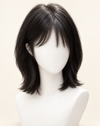 Kunkun Fish - Layered Mullet - short collarbone-length full wig - Black tea with hair net