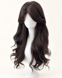 Kunkun Fish - Evening Wind Diary - middle-part long wavy hairpiece - Middle-part large waves [brown-black] with real hair