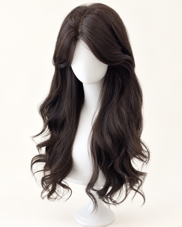 middle-part long wavy hairpiece - clean catalog view 1