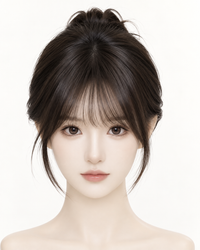 Kunkun Fish - French Fringe Piece - 28cm natural-look hair topper - 28cm / Upgraded T-shape - French fringe [7.5 x 11.5 natural colour] real-hair blend