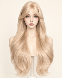 Kunkun Fish - Rose Style - long platinum or brown wave wig - Black tea brown - upgraded version + hair net