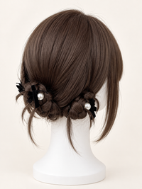 Kunkun Fish - Rose Romance - braided double-bun curly wig - Pre-braided [Rose Romance + Pearl Hair Accessories] + wig cap / no-maintenance