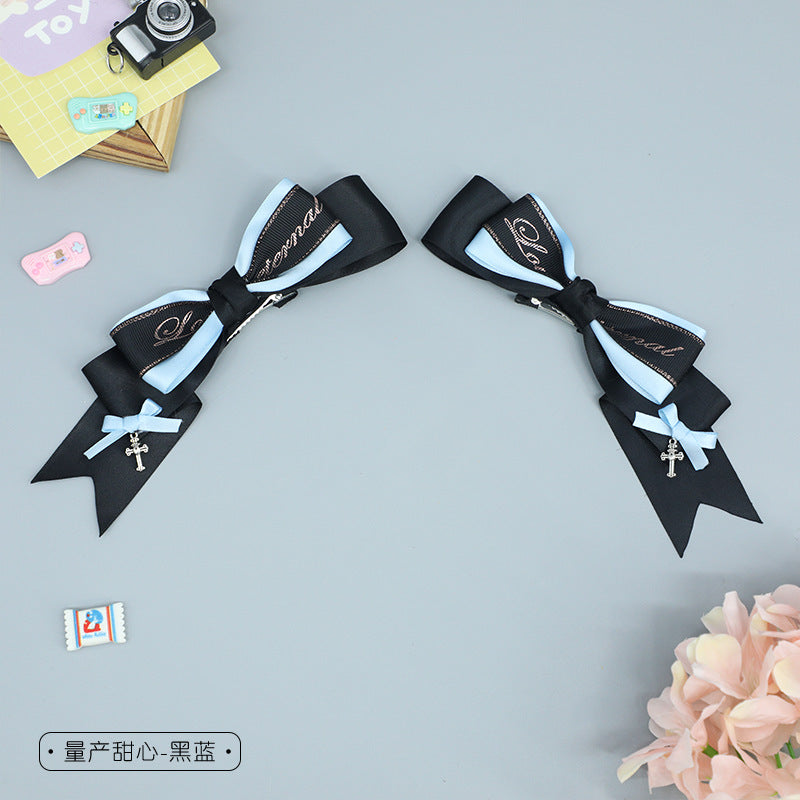 Handmade Lolita Black Butterfly Knot Clip - Double Ponytail Y2K Side Clip - Lolita Fetch