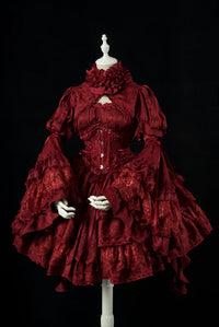 Smoothy - Caliburn - Gothic Lolita JSK, Blouse & Full Sets - Core Full Set / Red / XS