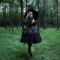 Xiao Xin - Nocturne Cross - Gothic OP Dress, Cape & Bonnet - White Short OP Dress / S