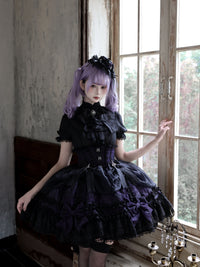 Pear Island Tea - Cross Spider Knot - Gothic Blouse & SK Skirt - Purple Blouse & Bow - Balance After Deposit / S
