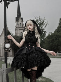 Pear Island Tea - Cross Spider Knot - Gothic Blouse & SK Skirt - Black Blouse & Bow - Balance After Deposit / S