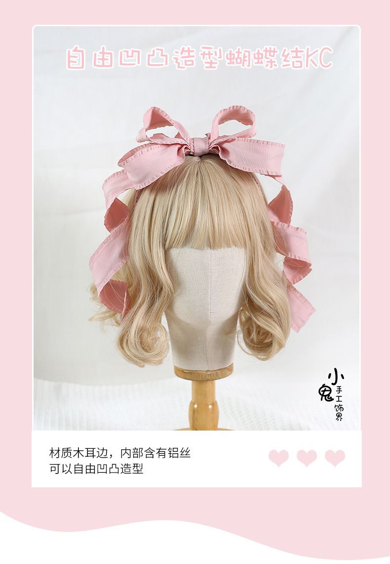 Original Multicolor Lolita Rose Pink 3D Bow KC Doll Lolita Headband Hair Accessory Miss Fula