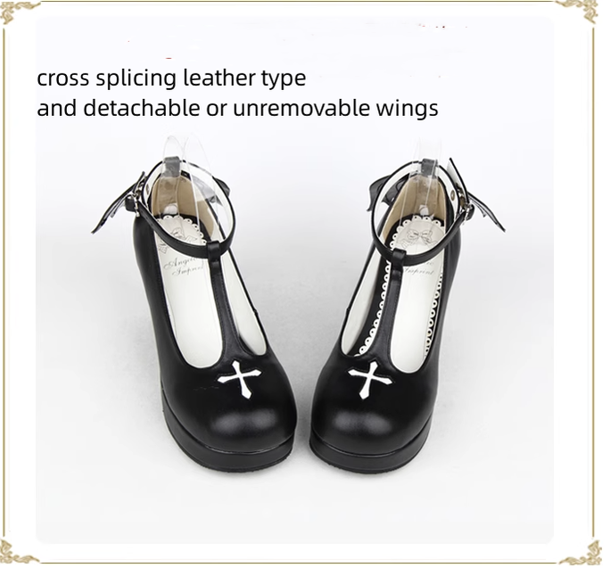 Angelic imprint - Gothic Lolita Wings and Cross Shoes - for Chistmas Shoes