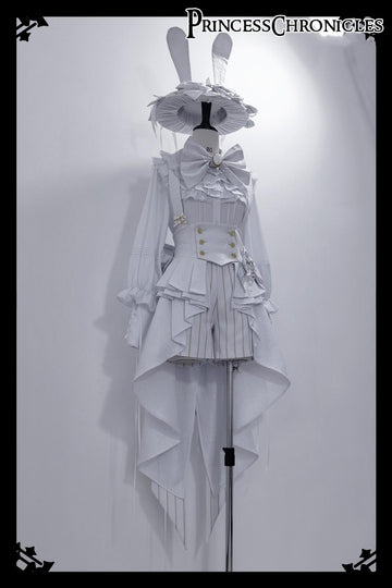 Princess Chronicles - Rabbit Theater White Moonlight - Ouji Lolita Shorts Set, Rabbit Hat