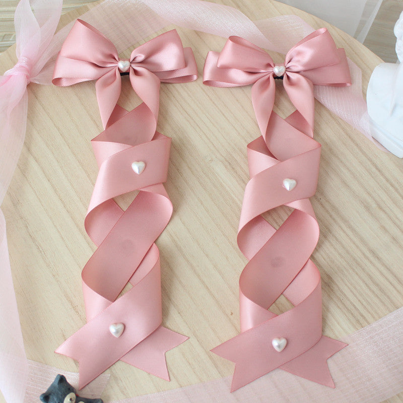 Handmade Doll-Like Lolita Hair Clips Double Ponytail Cross Tie Bow Side Clips JK Uniform Girl Hair Accessories