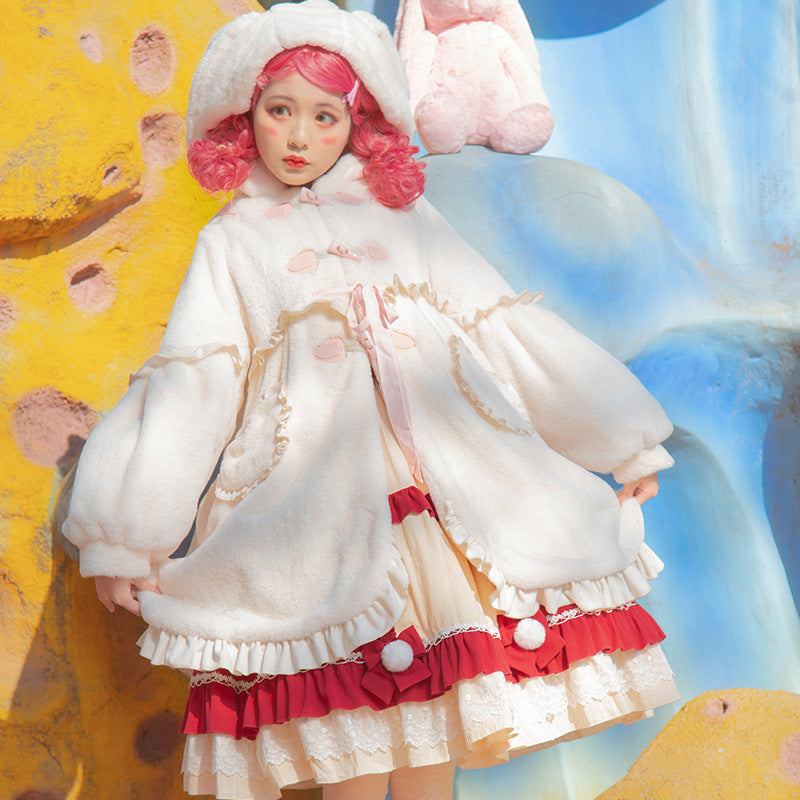 Long-Eared Rabbit" Plush Coat |   Winter Thickened Faux Fur Warm Coat - Lolita Fetch