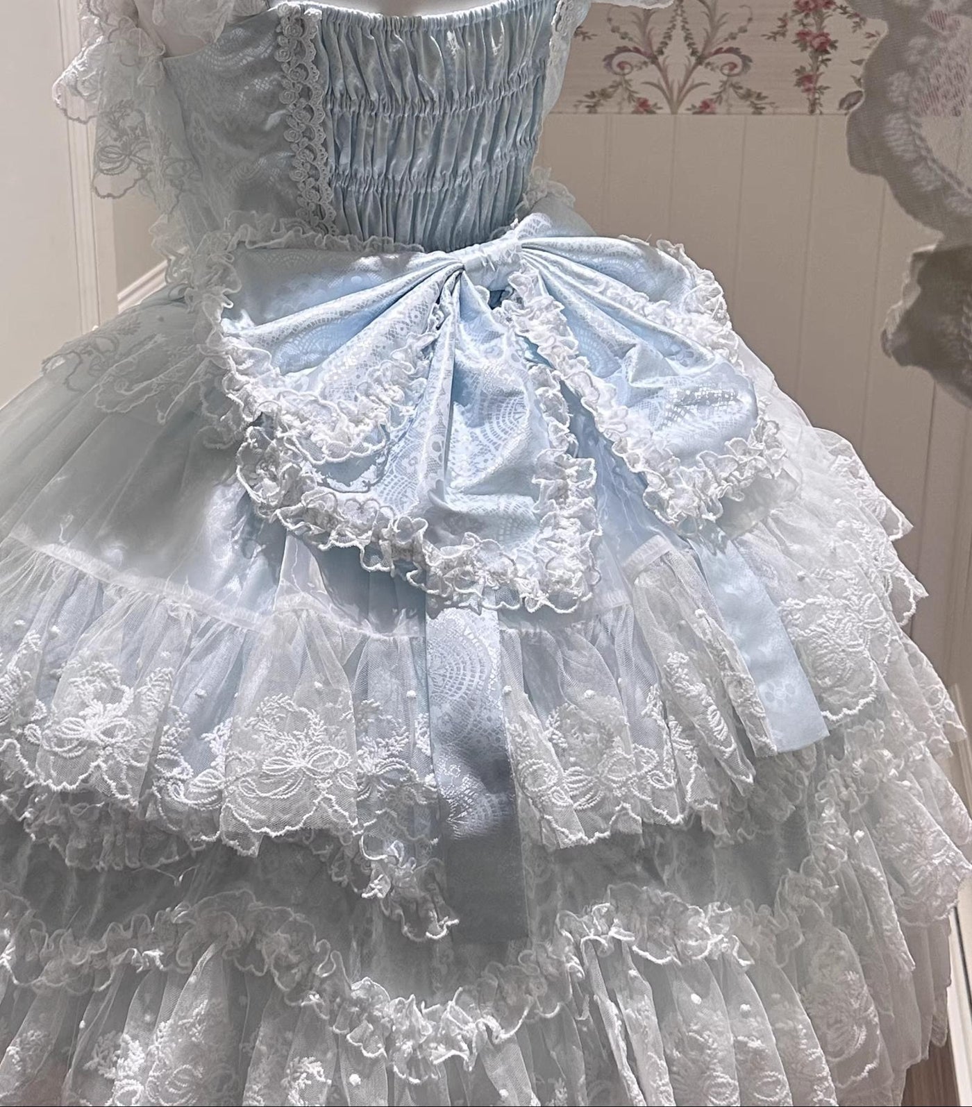 Sakura Blossom Dream - Sweet Lolita Accessories, Dramatic BNT One Size Blue Bow Trailing Only