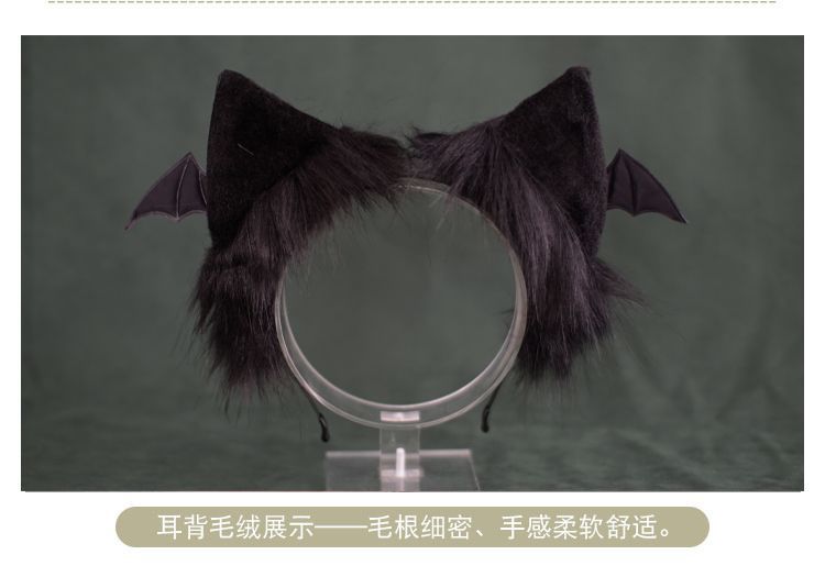 [Handmade Animal Ears] Lolita Halloween Little Devil Pumpkin Black Cat Ear Hair Clip Pair Original Design