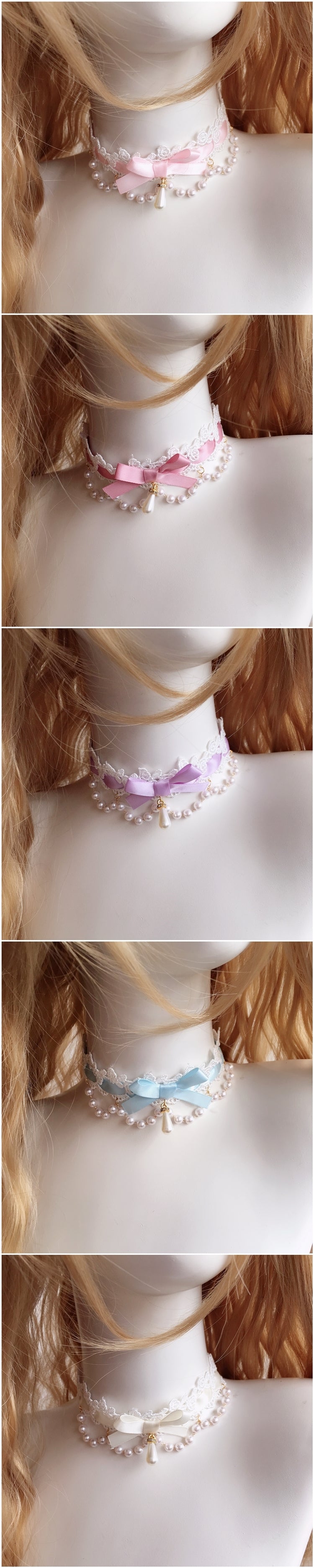 Multicolor Lolita Choker Short Necklace Accessories Handmade Girly Heart Choker Soft Girl Pendant Choker