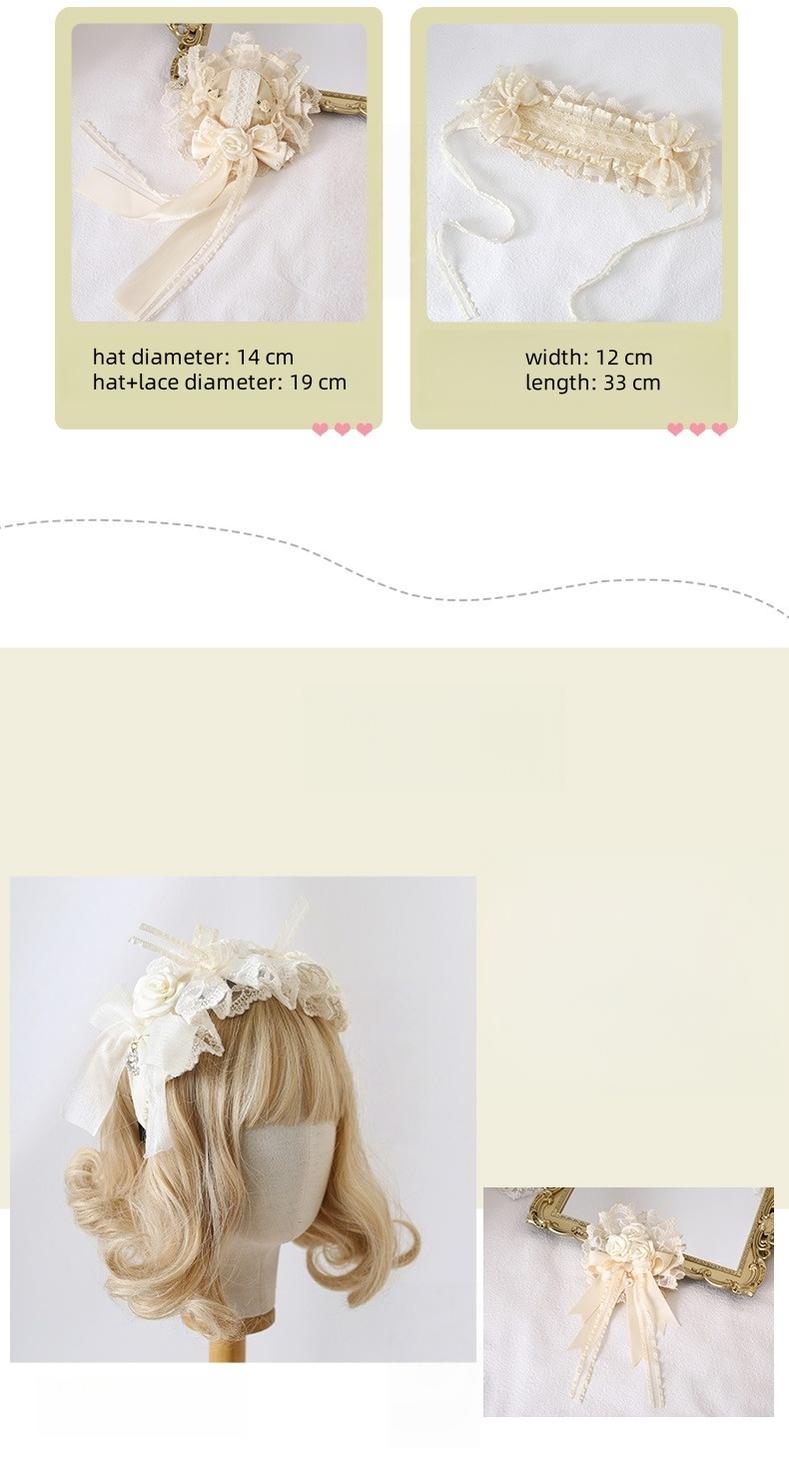 Xiaogui - Lace Lolita Headdress Set With - Bow/Ruffle Details Headwear