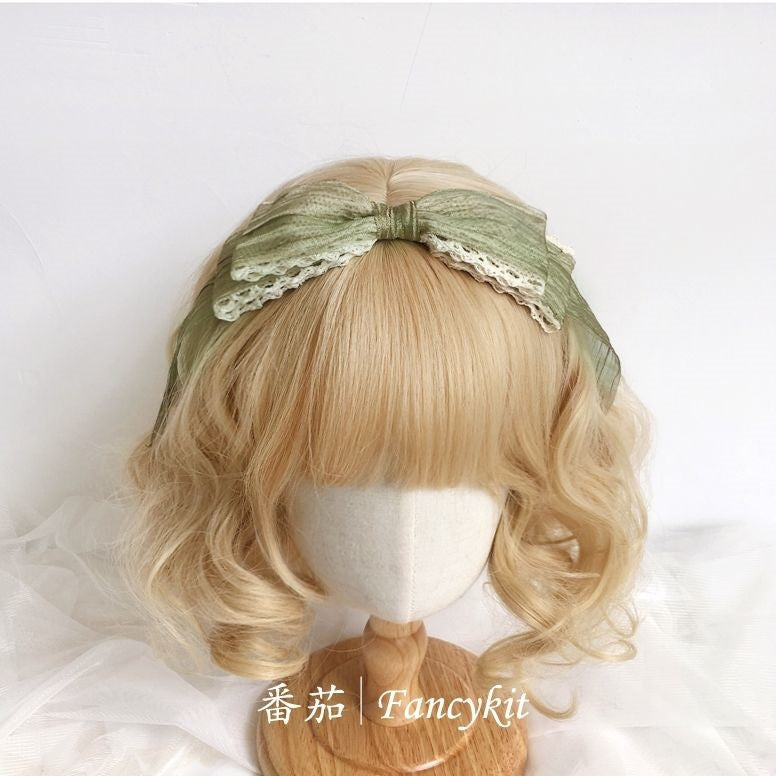 Original Wakakusa Color Lace Bow Hair Accessory Clip Bbd Lolita Hair Ornament Forest Style Girl Lolita Small Item - Lolita Fetch