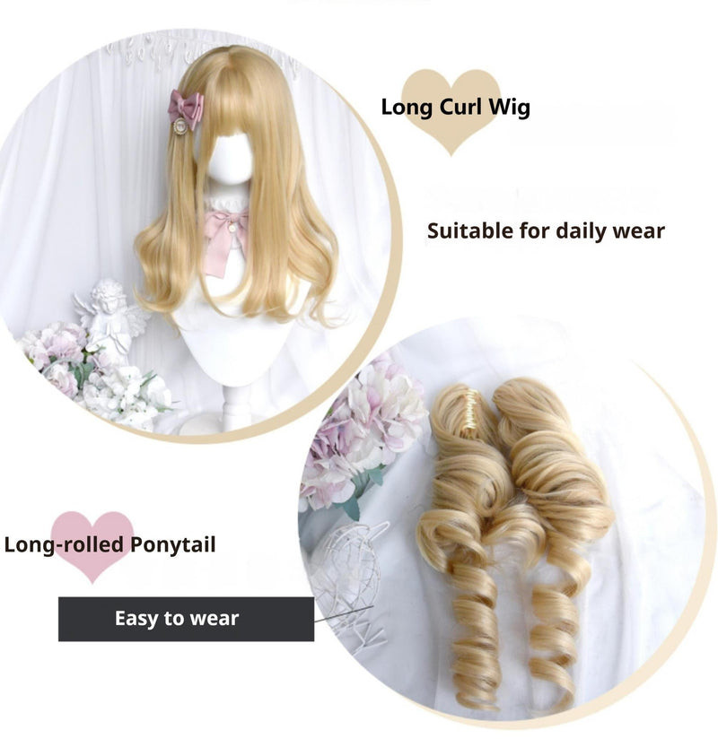Sinwavy - 55CM Blonde Lolita Curl Wig - Detachable Double Ponytail Wig