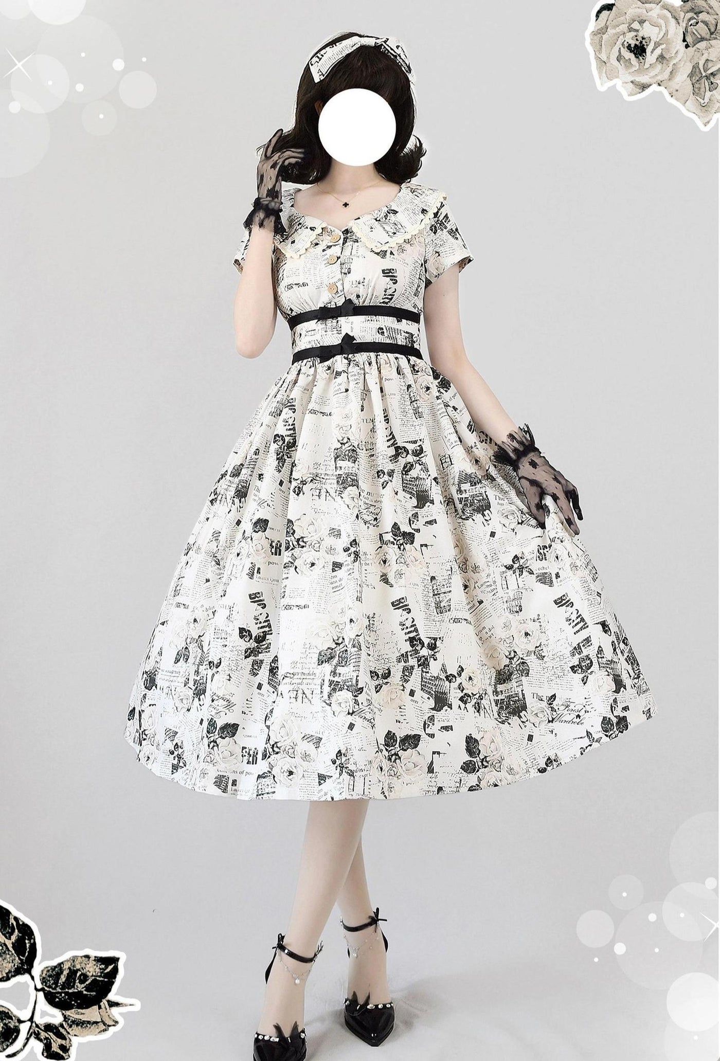 Forest Holiday - Vintage Classic Lolita Newspaper Printed OP Dress OP Dress with KC S