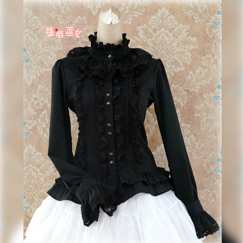 Strawberry Witch - Stand Coallr Silk Retro Lolita - Blouse Innerwear