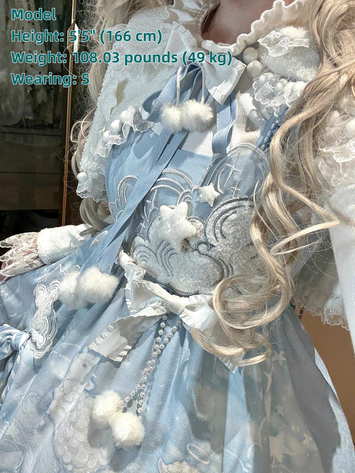 Letters from Unknown Star - Cloudscape Dream - Sweet Lolita JSK Suit, Fleece Cape