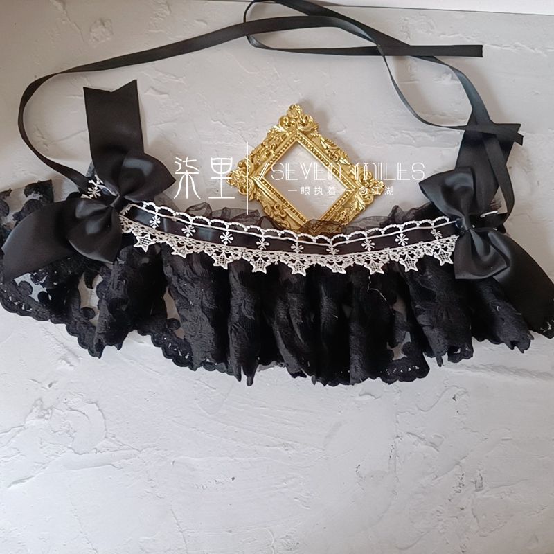 Handmade - Nightfall Retro Black Flower - black Lolita hair accessory