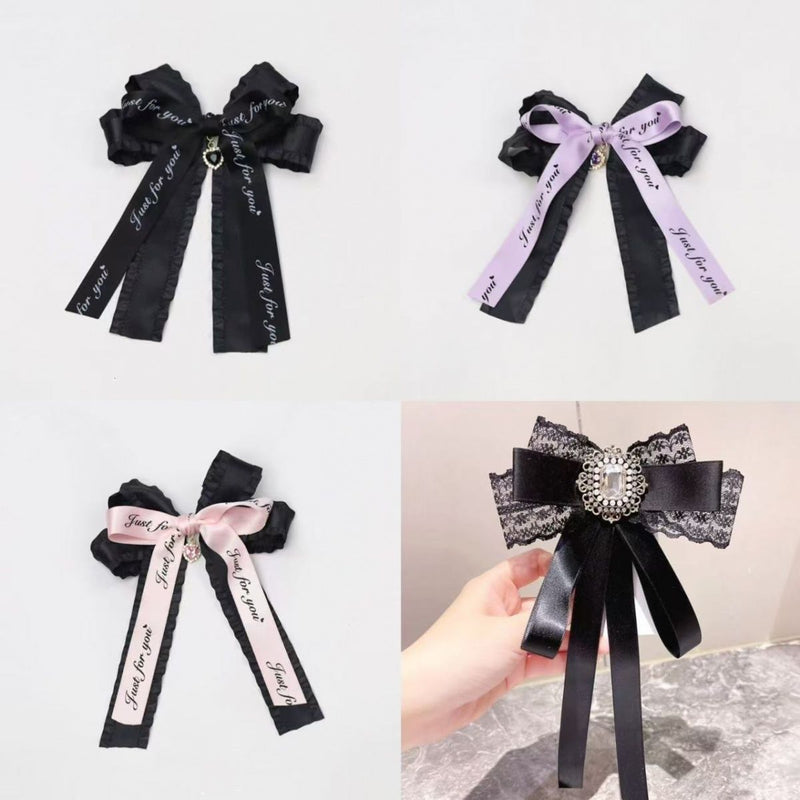 Handmade - Lace Ribbon Bow Collar - Brooch and Hair Clip - detail view 6