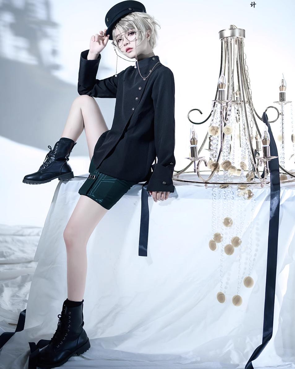 Princess Chronicles - As I Sink West - Retro Ouji Lolita Prince Style Black Blouse