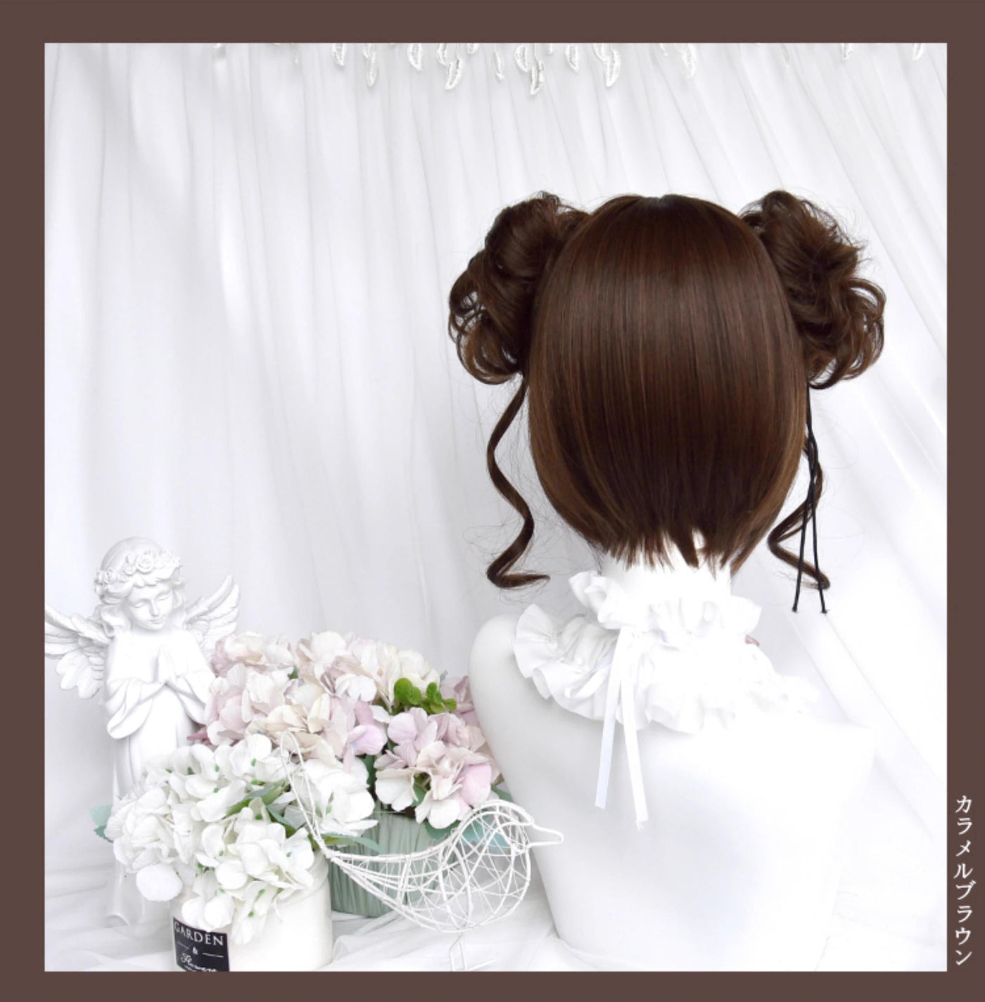 Sinwavy - Kawaii Lolita Brown Wig Cute Bun - Ponytail Doll-like Wig Wig