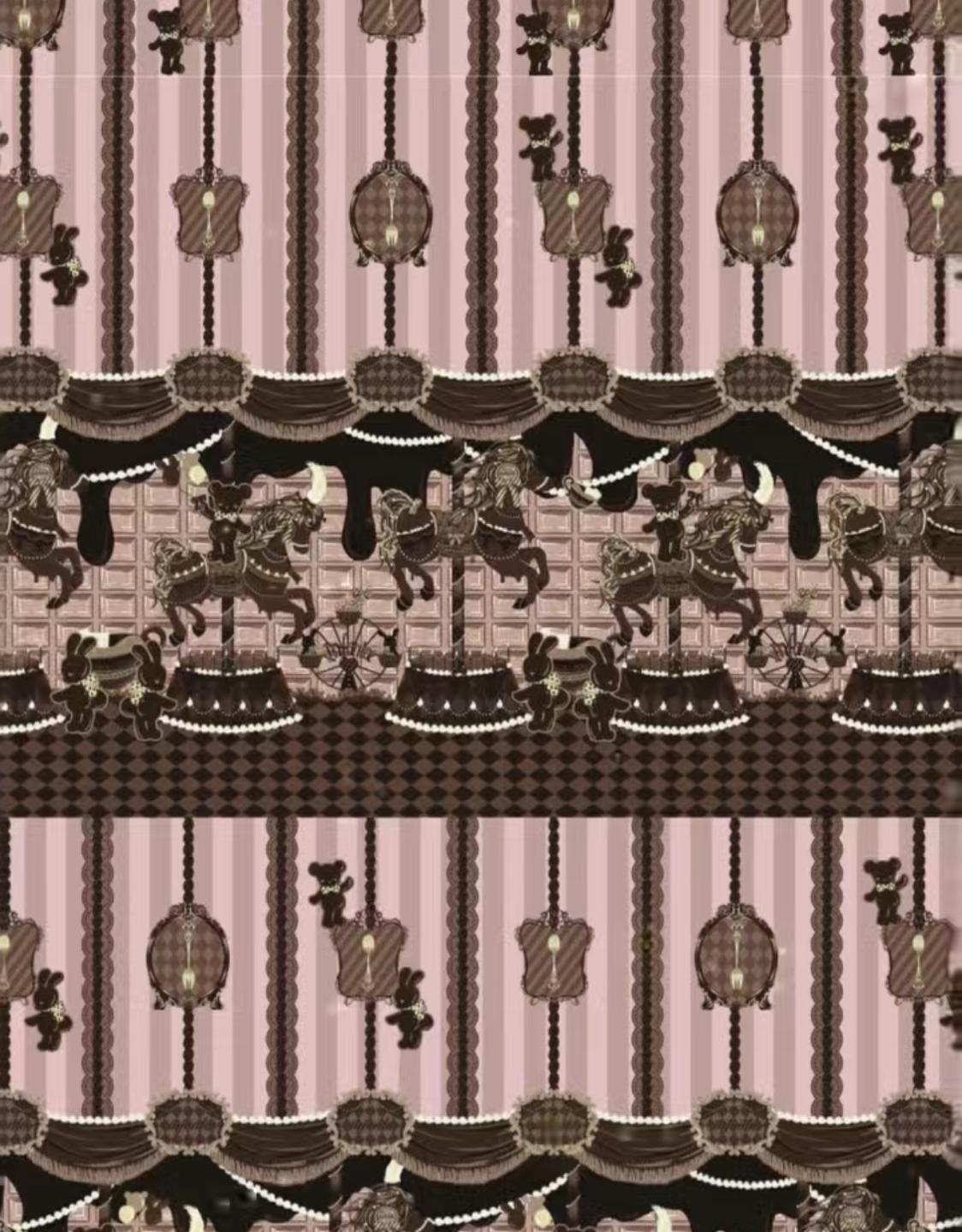 Chocolate Carousel - Kawaii Lolita Salopette Dress Set Pink KC (one size / choose M) S