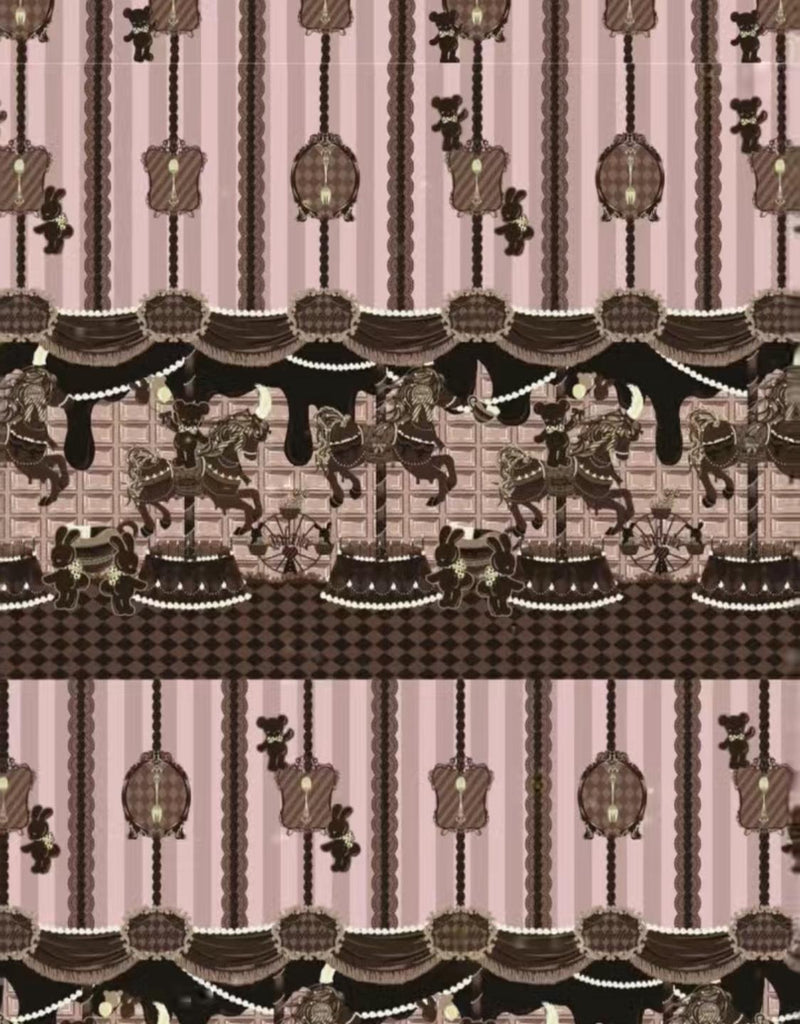 Chocolate Carousel - Kawaii Lolita Salopette Dress Set Pink KC (one size / choose M) S