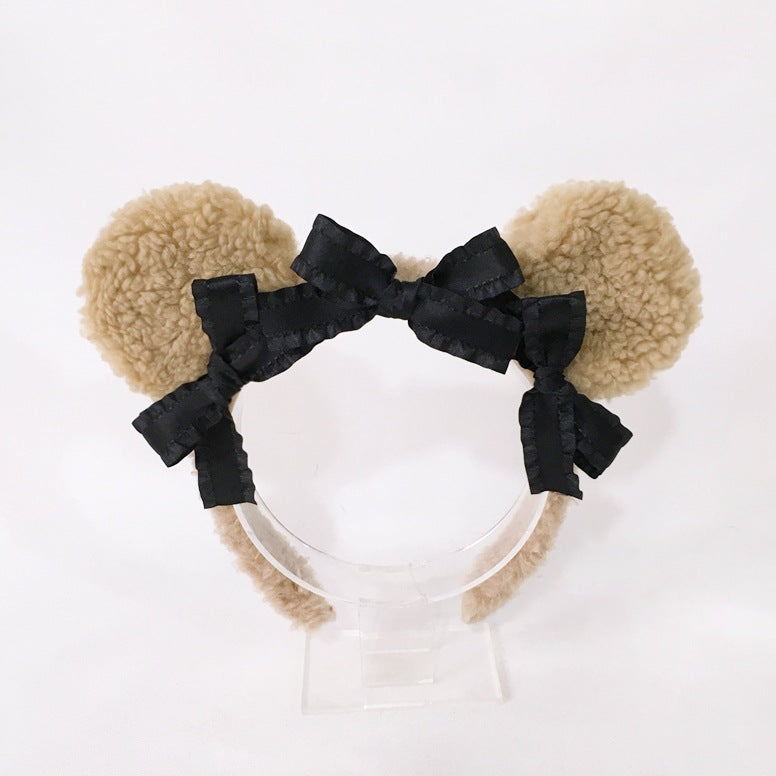 Original Handmade Lolita Bear Ear Bow Hairband - Christmas Themed Hair Accessory
