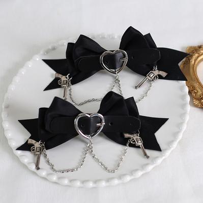 Xiaogui - Dark-themed Gothic Lolita Heart - Hair Clips Headwear